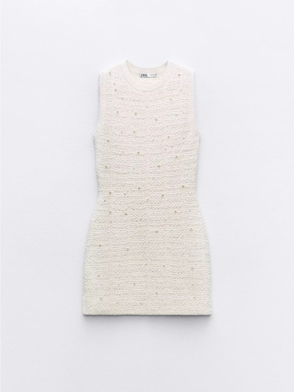 Zara Cream Tweed Sleeveless Mini Dress